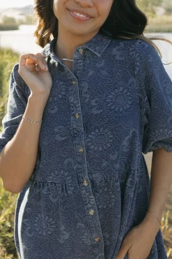 Polagram Maternity Friendly|Nursing Friendly<Ralphie Dress-Paisley Denim