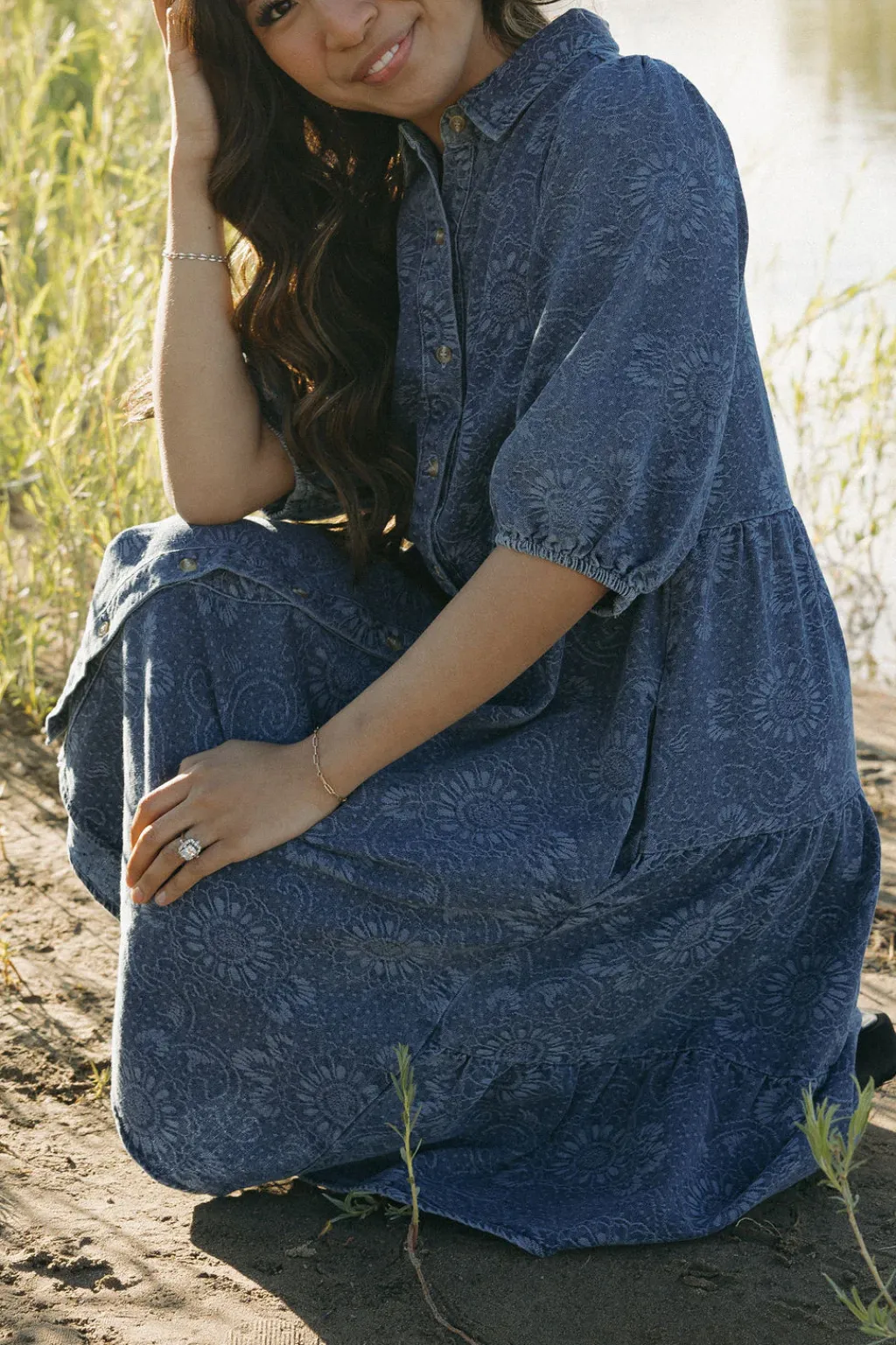 Polagram Maternity Friendly|Nursing Friendly<Ralphie Dress-Paisley Denim