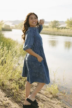 Polagram Maternity Friendly|Nursing Friendly<Ralphie Dress-Paisley Denim