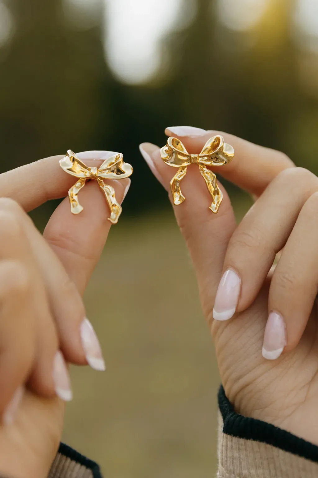 Ali Express Earrings<Ribbon Bow Earrings-Gold
