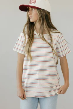 Tea N Rose Maternity Friendly|Tops<Sawyer Tee-Ivory Multi