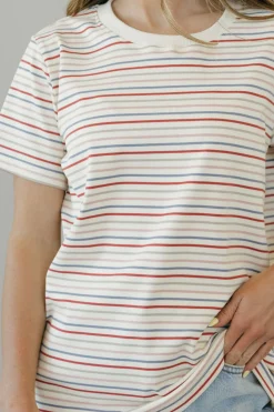 Tea N Rose Maternity Friendly|Tops<Sawyer Tee-Ivory Multi