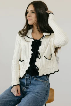 Polagram Outerwear|Cardigans<Storie Cardigan-Cream/Black