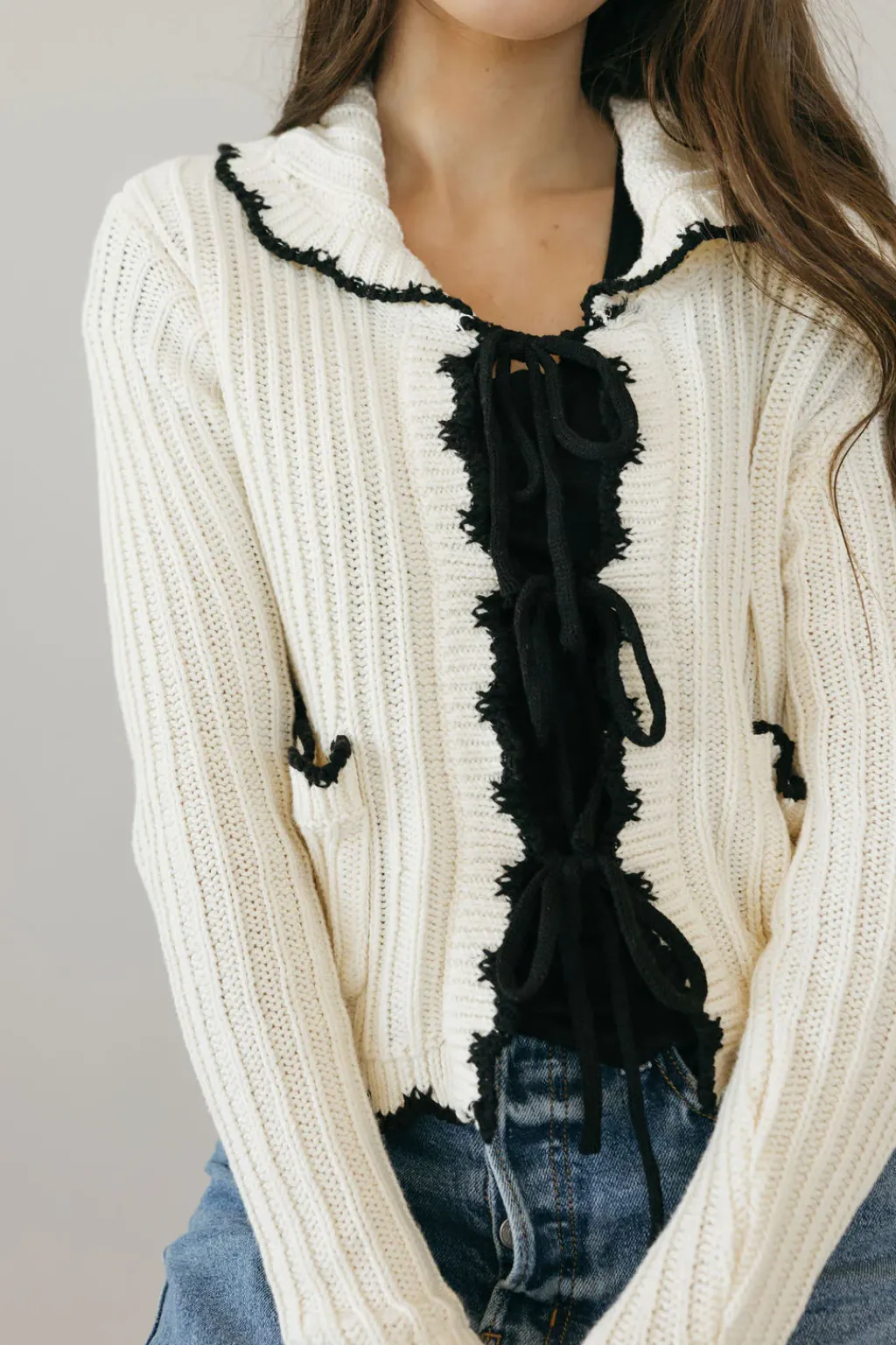Polagram Outerwear|Cardigans<Storie Cardigan-Cream/Black