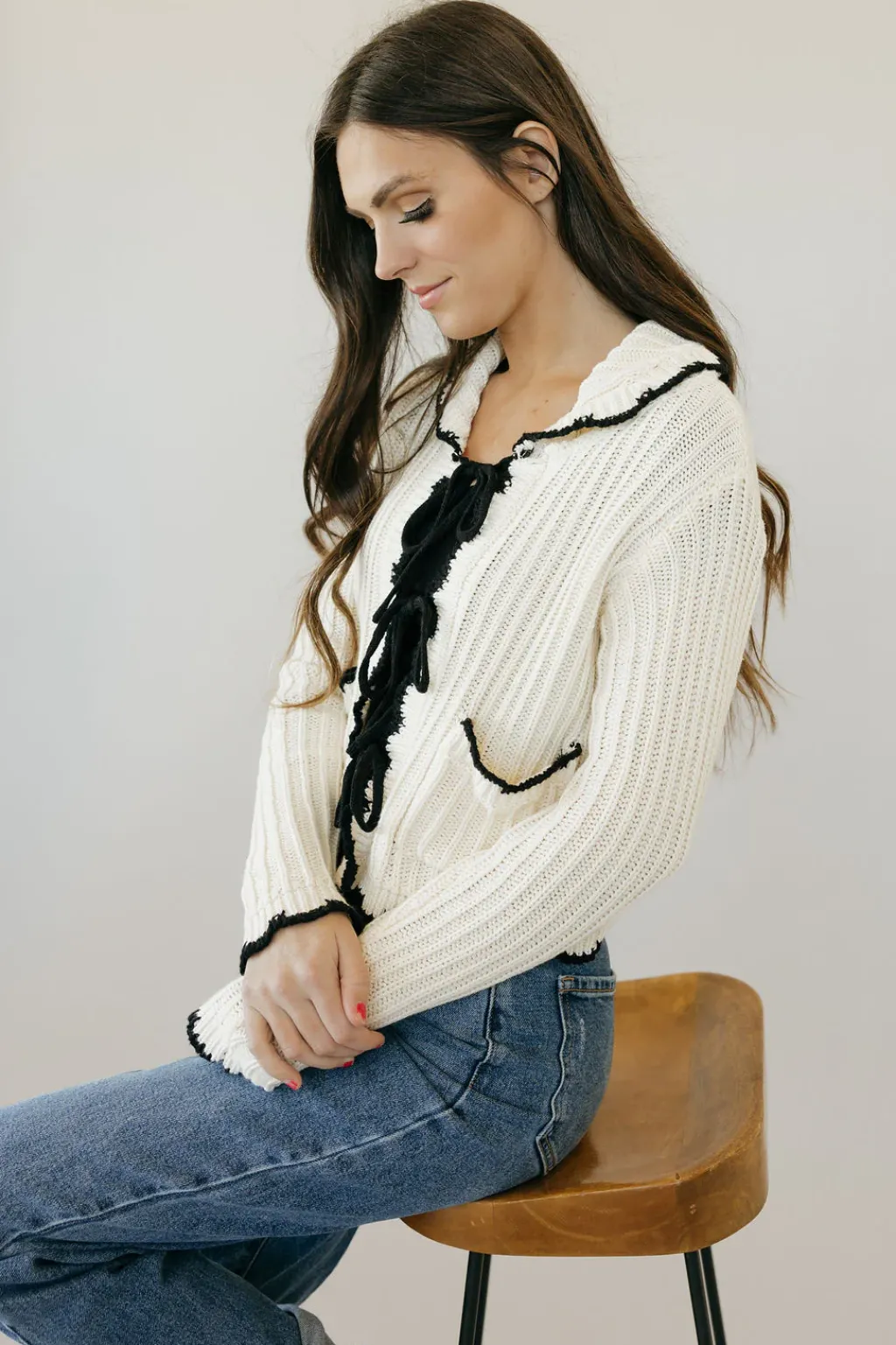 Polagram Outerwear|Cardigans<Storie Cardigan-Cream/Black