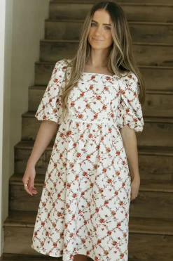 Polagram Dresses|Knee-Length Dresses<Tinsley Dress-Ivory Multi