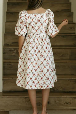 Polagram Dresses|Knee-Length Dresses<Tinsley Dress-Ivory Multi