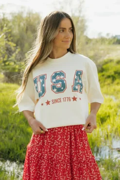 JADE BY JANE Maternity Friendly|Tops<USA 1776 Tee-Ivory