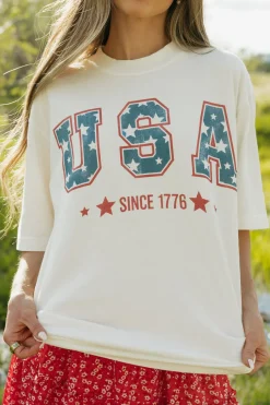 JADE BY JANE Maternity Friendly|Tops<USA 1776 Tee-Ivory