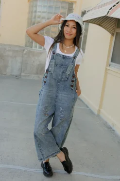 Easel Maternity Friendly|Overalls & Jumpsuits<Vemeer Overalls-Washed Denim