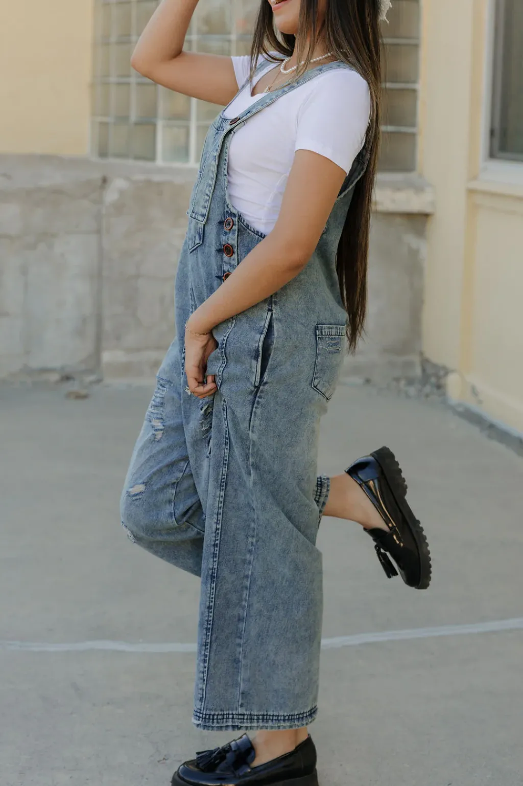 Easel Maternity Friendly|Overalls & Jumpsuits<Vemeer Overalls-Washed Denim