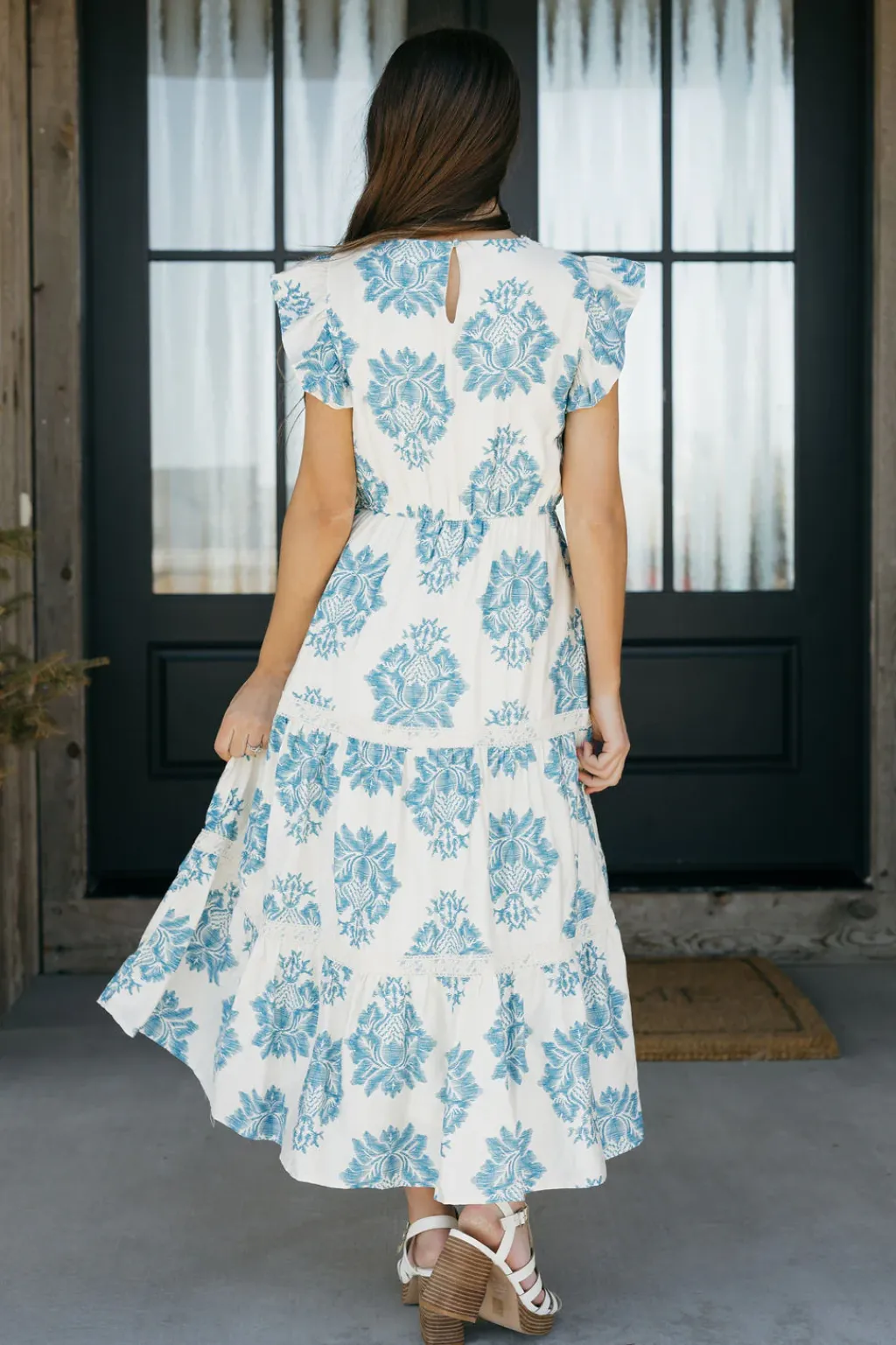 Hayden Maternity Friendly|Midi Dresses<Verona Dress-Ivory/Blue