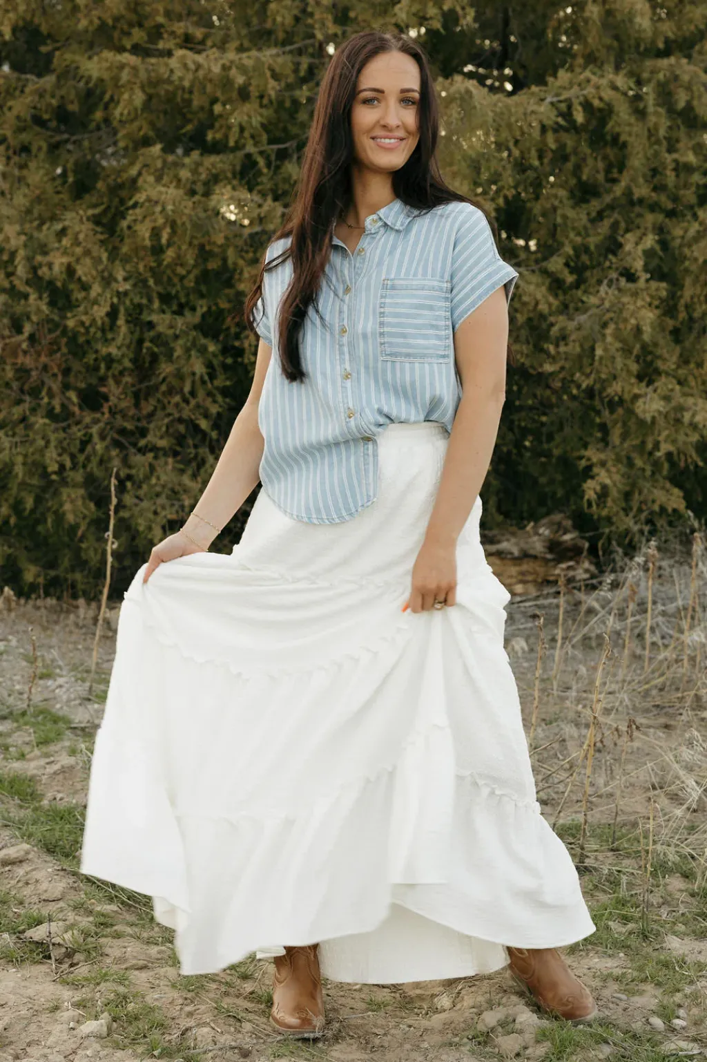 Blu Pepper Maternity Friendly|Nursing Friendly<Wilder Top-Denim